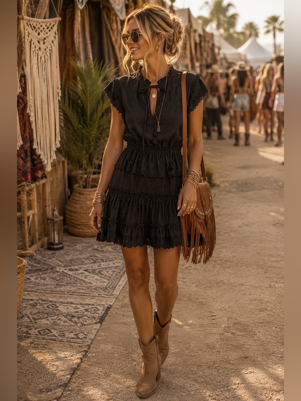 MISA Los Angeles Black Ruffle Mini Dress Small from Revolve